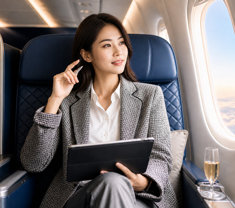 businesswoman-in-business-class-airplane-seat